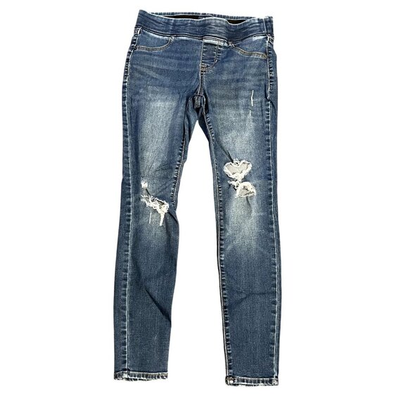 Old Navy Rockstar Mid-Rise Distressed Skinny Jeans 6P Petite Blue Denim Womens - Picture 1 of 6